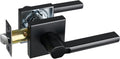 Passage Door Lever (No Lock), Heavy Duty Interior Square Handle for Hallway and Closet, Matte Black, Reversible for Right&Left Handed, 1Pack
