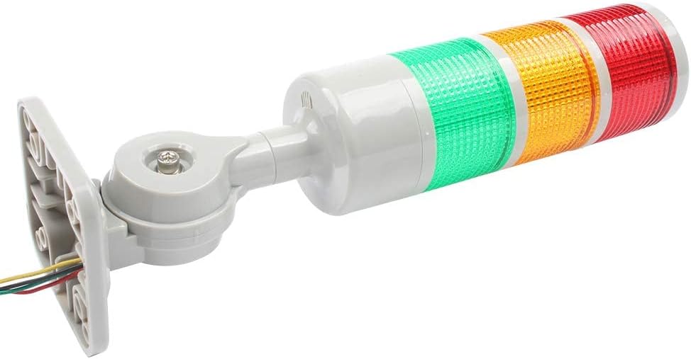 Signal Tower Stack Light, Industrial Signal Andon Warning Light with Rotatable Base, Steady/Flashing Switchable, 110V/220V AC (3-Layer, No Buzzer)