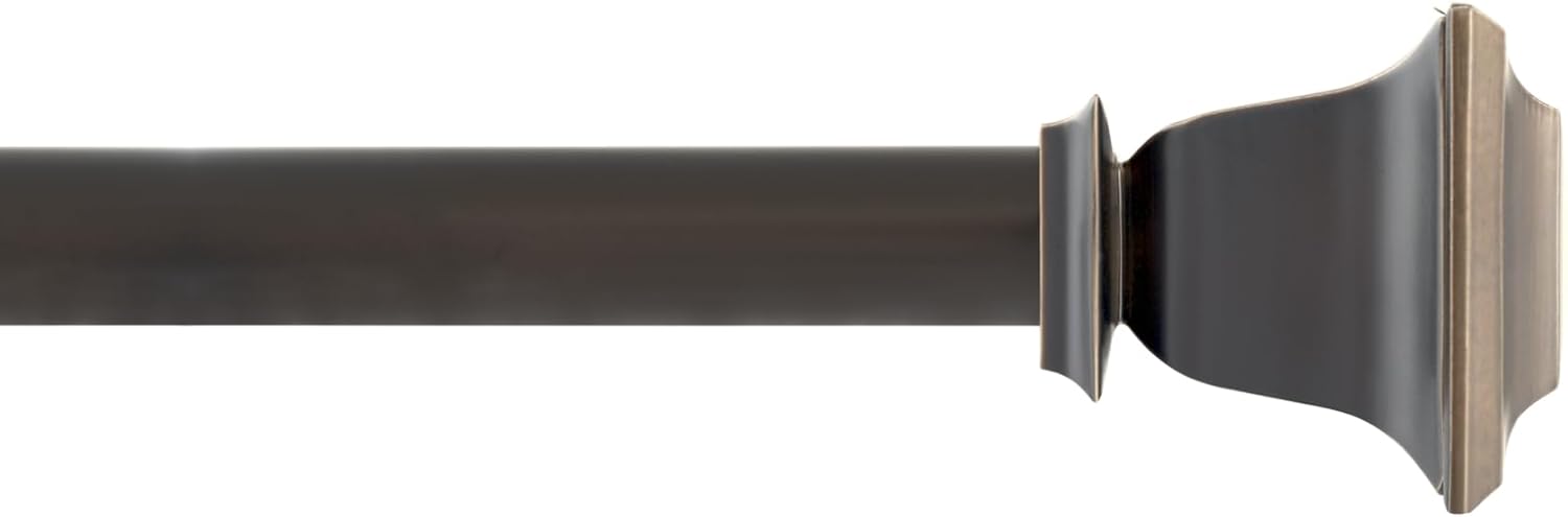 Deco Window Adjustable Curtain Rod for Windows 44 to 120 Inch (Pack of 1) Extendable Heavy Duty 1 Inch Iron Drapery Pole with Finials Wall Mounted French Door Curtain Rods (Bronze)