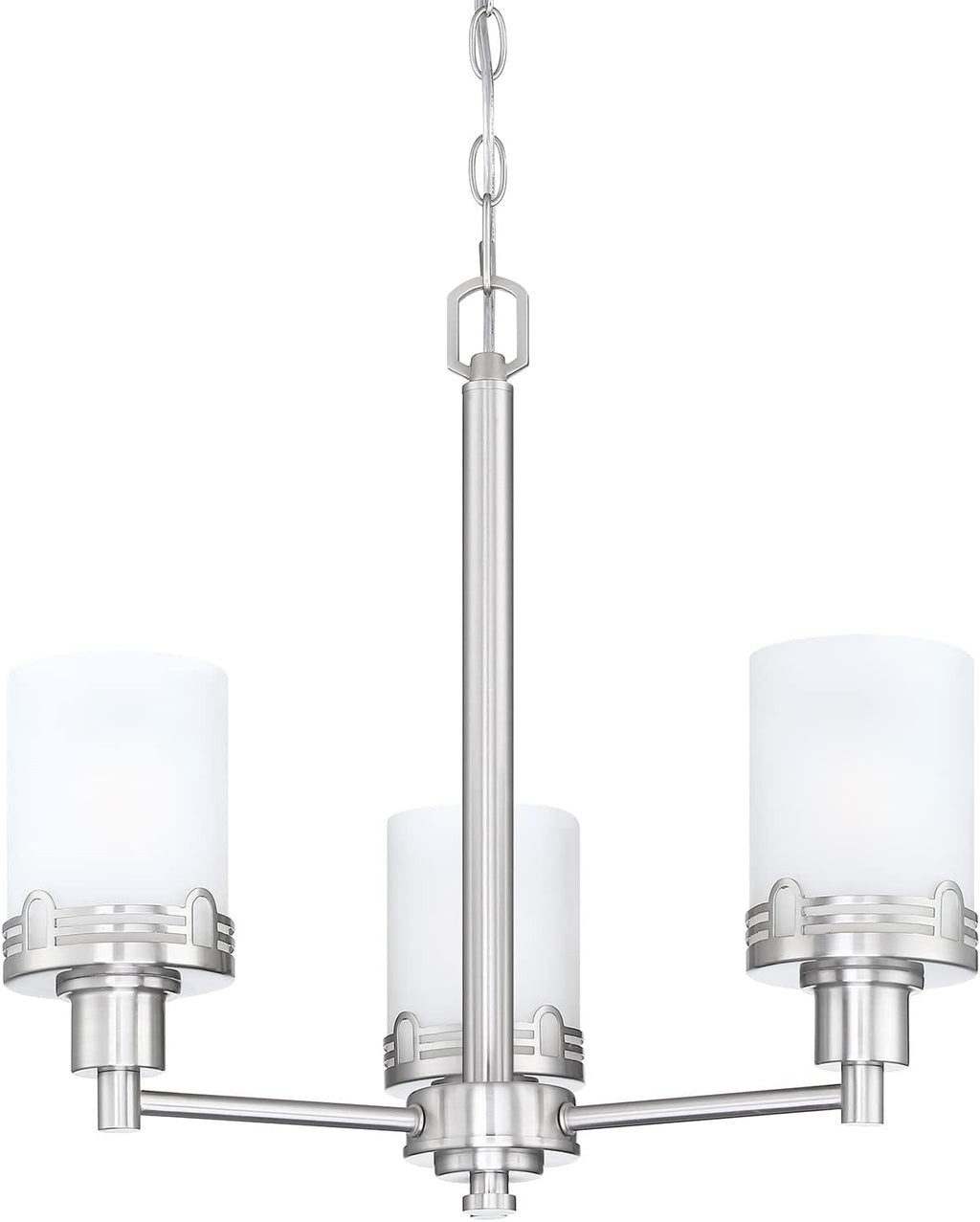 Doraimi Lighting 3 Light Fashion Kitchen Island Frosted Glass Shade+Hollow Metal Shade Chandelier Light Fixture,Brushed Nickel Finish Dining Room Living Room Corridor Bedroom