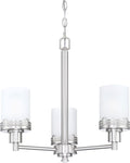 Doraimi Lighting 3 Light Fashion Kitchen Island Frosted Glass Shade+Hollow Metal Shade Chandelier Light Fixture,Brushed Nickel Finish Dining Room Living Room Corridor Bedroom
