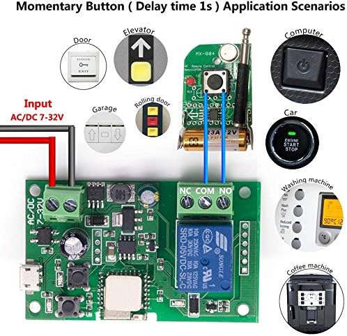 wireless jog relay momentary/self-locking switch module DIY smart home remote control wifi relay switch Ewelink App compatible with Alexa Echo Google Home IFTTT (DC1)
