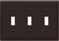 ENERLITES Triple Light Wall, Toggle Switch Plate, Gloss Finish, 3-Gang Standard Size 4.50" x 6.38", Unbreakable Polycarbonate Thermoplastic, UL Listed, 8813-BR, Brown