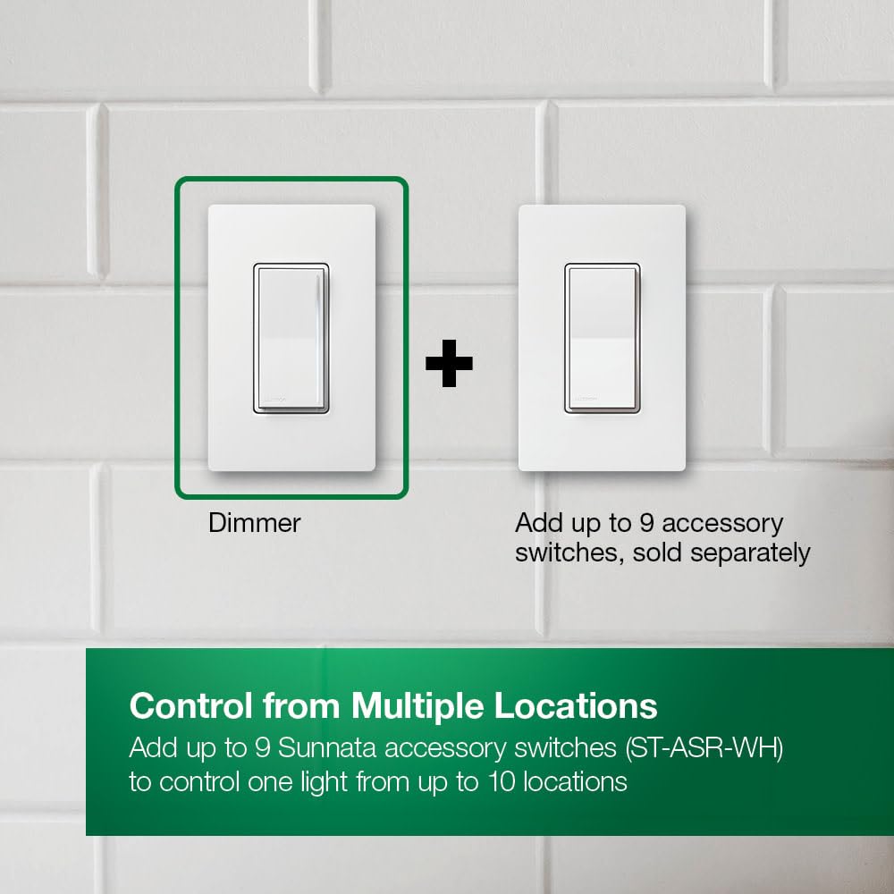 Lutron Sunnata Touch Dimmer Switch, LED+ Advanced Technology for LED and Incandescent, 3 Way/Multi Location, STCL-153M-LA, Light Almond