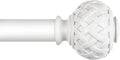 TONIAL White Curtain Rod 32 to 120 Inches, 7/8 Adjustable Curtain Rods for Windows 20 to 116 Inches, Splicing Drapery Rods Heavy duty with Netted Texture Finials