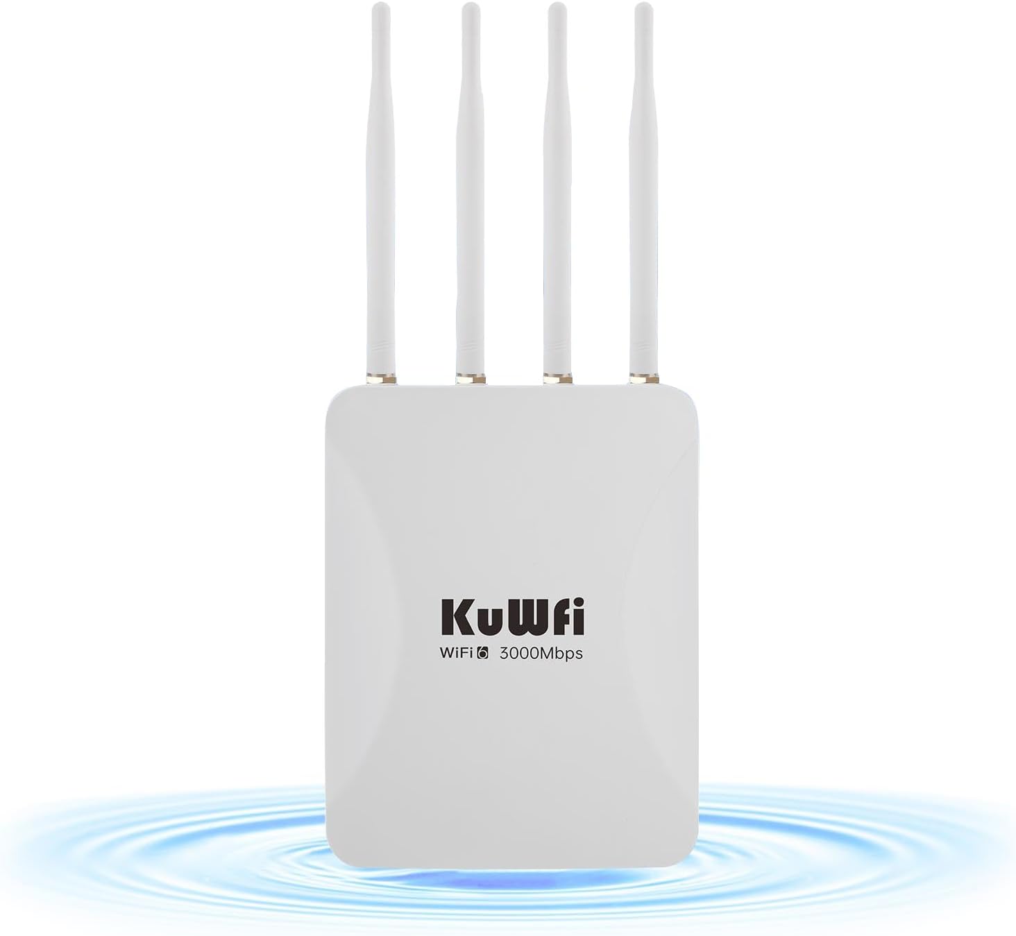 KuWFi AX3000 WiFi 6 Outdoor Access Point Repeater, Long Range Extender 100-300Meter Dual Band Gigabit, IP65 Waterproof, PoE Powered, Supports 256+ Devices for Business, Parties, Starlink