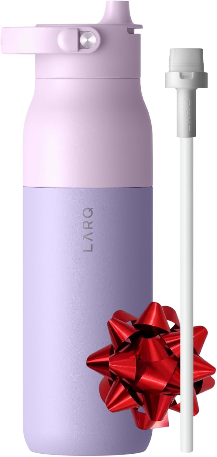 LARQ Bottle Swig Top 34oz - Insulated Reusable Stainless Steel Water Bottle With Built-In Silicone Handle | BPA Free | For Sports, Gym, and Travel, Luberon Lavender