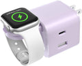 36W for Apple Charging Block with Built-in Watch Charger, Foldable PD Fast Charger Block for iPhone, Dual Ports Wall Charger Compatible with Apple Watch iPhone AirPods(Purple)