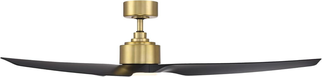 WAC Smart Fans Stella Indoor and Outdoor 3-Blade Ceiling Fan 60in Satin Brass Matte Black 3000K LED with Remote Control Compatible with Alexa and iOS or Android App