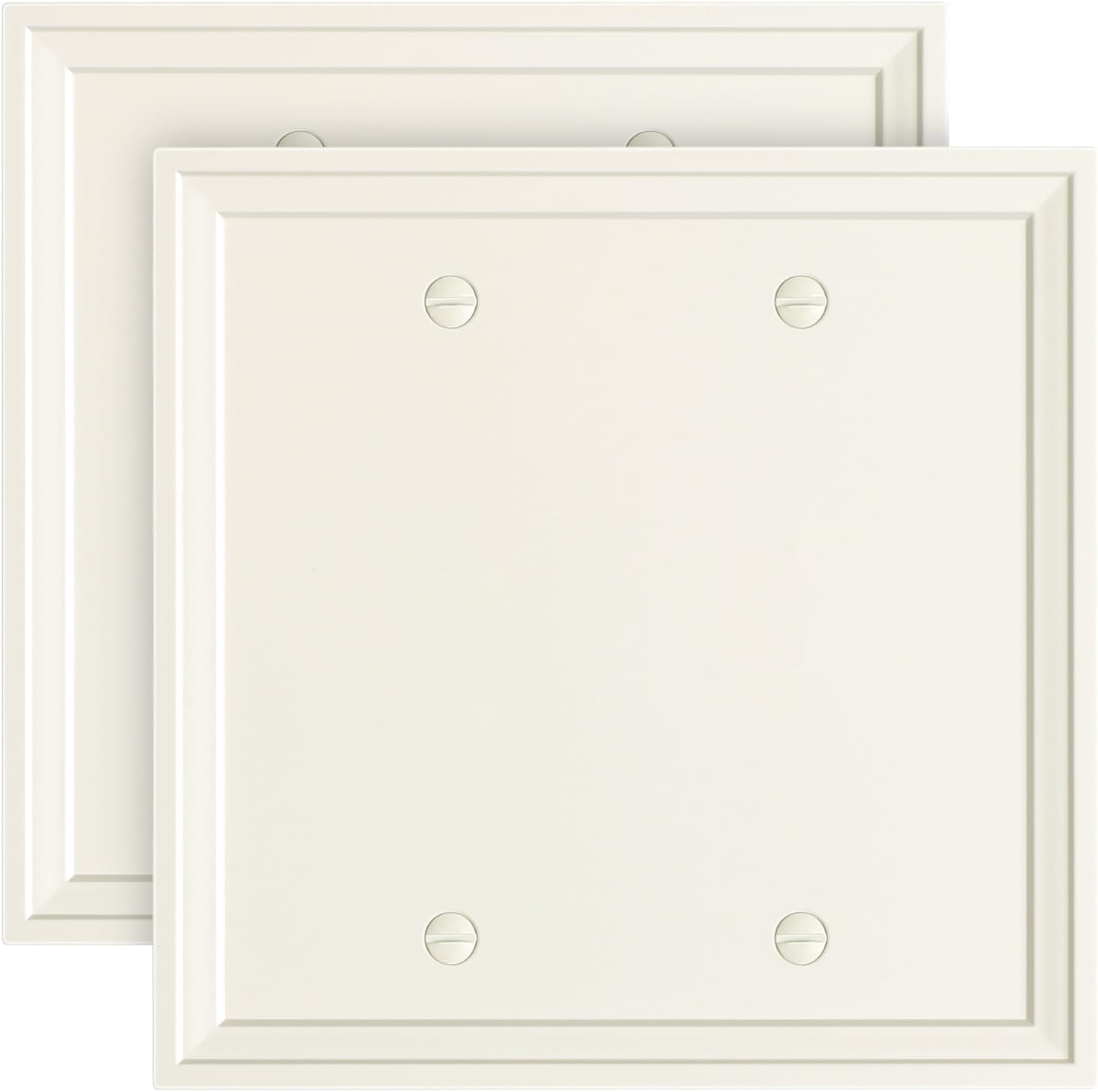 2-Pack Double Blank Outlet Cover Wall Plate, Natural Material Switch Plates Outlet Covers, Light Almond Decorative Wall Plates for Electrical Outlets