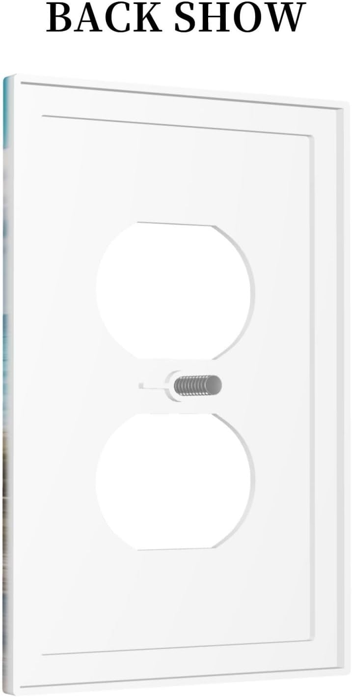 Decorative Outlet Covers Coastal Beach Ocean Seaside View 1 Gang Duplex Light Switch Cover Plate Unique Wall Plates for Electrical Outlets Switch Plate Covers for Bedroom Home Decor