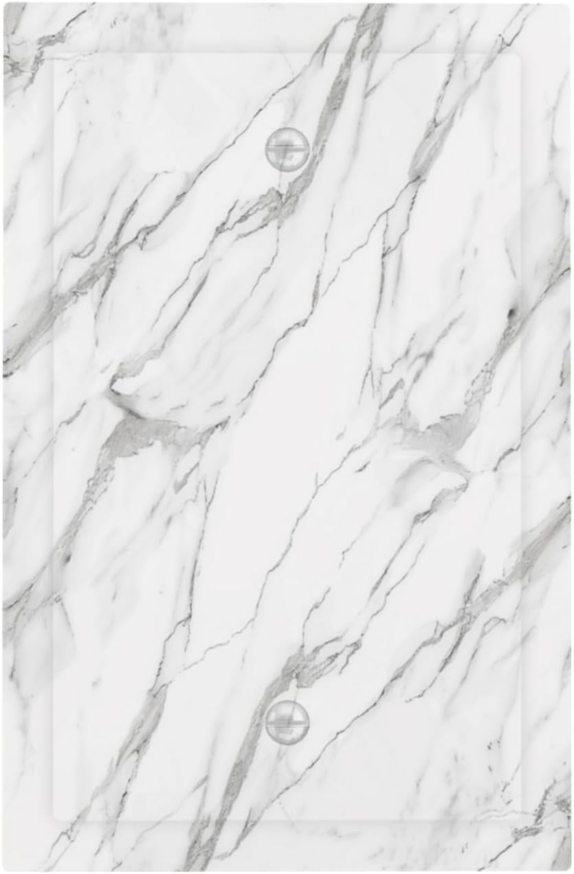 Decorative Light Switch Cover Plate Modern Grey Marble Texture 1 Gang No Device Single Blank Outlet Covers Wall Plates for Electrical Outlets Faceplate for Bedroom Kitchen Home Decor