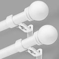 Curtain Rods for Windows 16 to 76 Inches, Curtain Rod Max Adjustable Length of 88 IN, 1" Diameter Drapery Rods Round Finials, White, Pack of 2