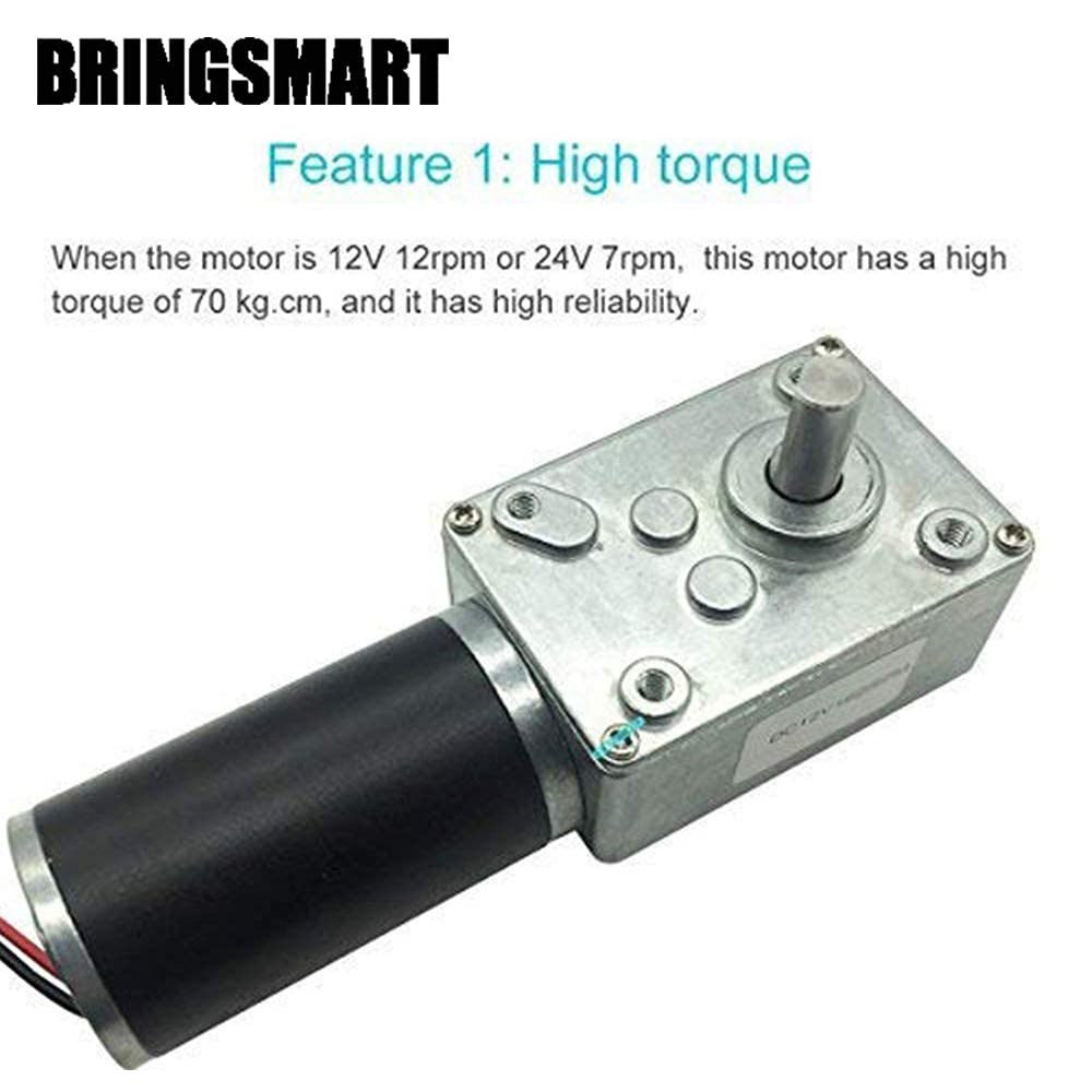 BRINGSMART A58SW31ZY Mini Turbine Geared Motor 24V 16rpm DC Worm Gear Motor Self-Locking Reversed for DIY Robot Rotating Table Door Lock Curtain Machine (24V 16rpm)