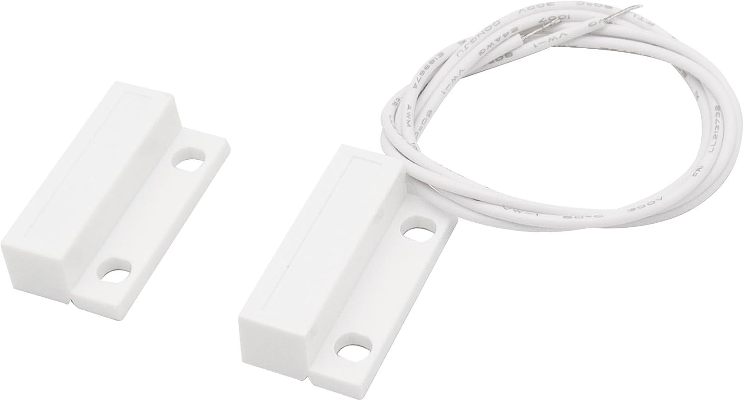 3Pcs Magnetic Reed Switch Wired Surface Mount Normally Open NO Contact Sensor Alarm Magnetic Door Switch with 2 Wires, ABS, MC-38