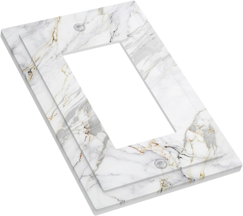 Decorative Outlet Covers Gray Gold Marble Abstract Modern Luxury 1 Gang Single Rocker Light Switch Cover Plate GFCI Wall Plates Electrical Switch Plate Cover for Bedroom Home Decor