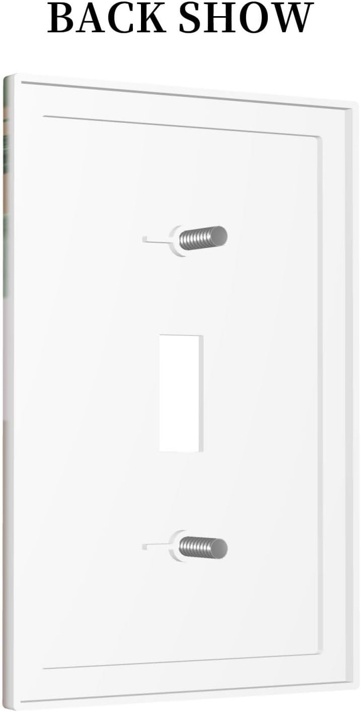 Decorative Light Switch Plate Covers Boho Mid Century Arch Green Leaves 1 Gang Light Switch Cover Plate Single Toggle Wall Plate Outlet Covers Faceplate for Bedroom Decor （ 2 Pack）