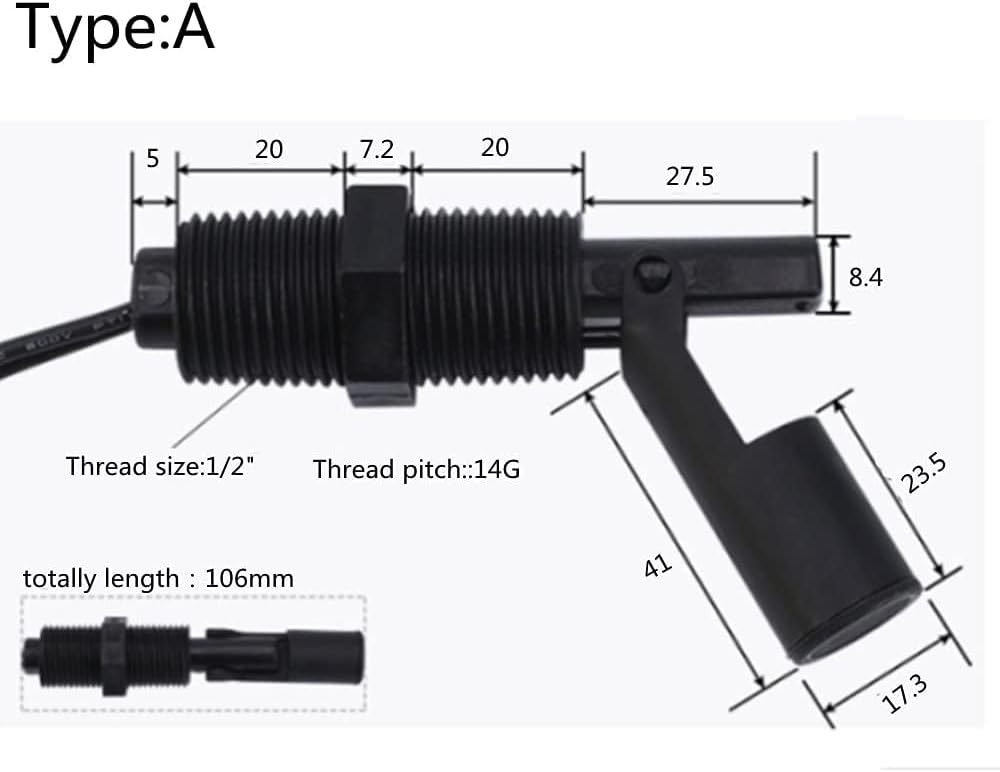 Walfront 2Pcs PP Water Level Sensor Water Level Sensor Control Horizontal Liquid Mount Switch for Measuring Level(A), Liquid