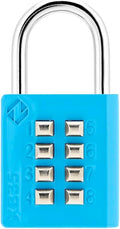XB35 8-Digit Push Button Combination Padlock, 4 Digit Locking Mechanism, Blue, 1-Pack