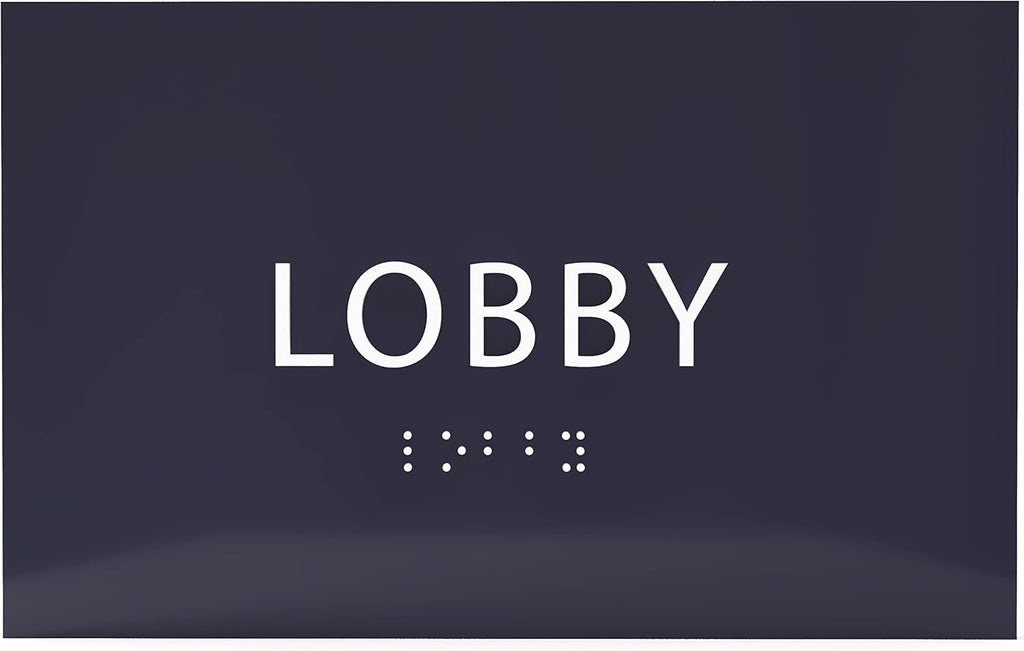 6" X4" Lobby Sign - Tactile Graphics Grade 2 Braille Text Reception Area Sign| Utility ADA Compliant Wall Mount Plastic Signs For Hospital, Offices, Businesses & Apartments