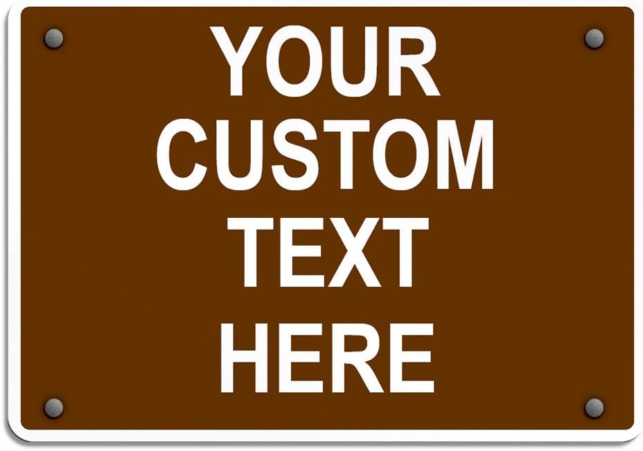 Aluminum Weatherproof Metal Sign Multiple Sizes Custom Personalized Text Here Brown White Recreational Horizontal Street Signs 14x10Inches