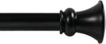 Deco Window Adjustable Curtain Rod for Windows 18 to 44 Inch (Pack of 1) Extendable Heavy Duty 1 Inch Iron Drapery Pole with Finials Wall Mounted French Door Curtain Rods (Black)