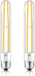 7.3 Inch E26 Led Bulb 6W Dimmable, 2700K Soft White Edison Bulbs 800LM, Equal 80 Watt Tubular T10 T9 Long Clear Glass Light Bulb for Rustic Pendant Industrial Pipe Wall Sconces - 2Pack
