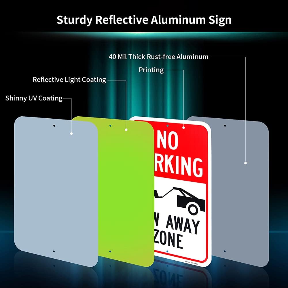 Large No Parking - Tow Away Zone Sign, 18"x 12" .040 Aluminum Reflective Sign Rust Free Aluminum-UV Protected and Weatherproof