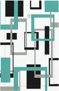 Geometric Turquoise Black Gray Modern Abstract Boho Light Switch Cover Plate 1 Gang No Device Blank Electrical Wall Plates Faceplate Decorative Switch Plate Covers for Office Nursery Decor