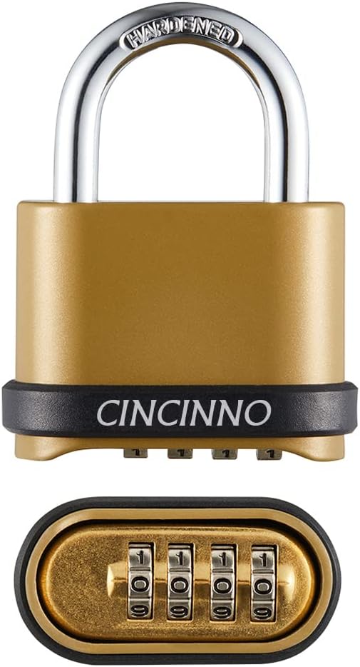 4 Digit Combination Lock, Outdoor Combination Padlock with Hardened Steel Shackle,Locks with Code for Sheds, Fence, Storage Unit and Gate