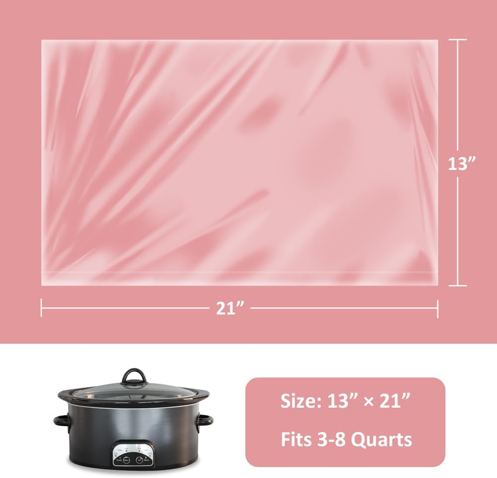 Large Size 36 Count Slow Cooker Liners 13"x21", Disposable Nylon Pot Liners, Multipurpose BPA-Free Cooking Bags, Fits 3-8 Quarts Oval & Round Pots & Slow Cookers