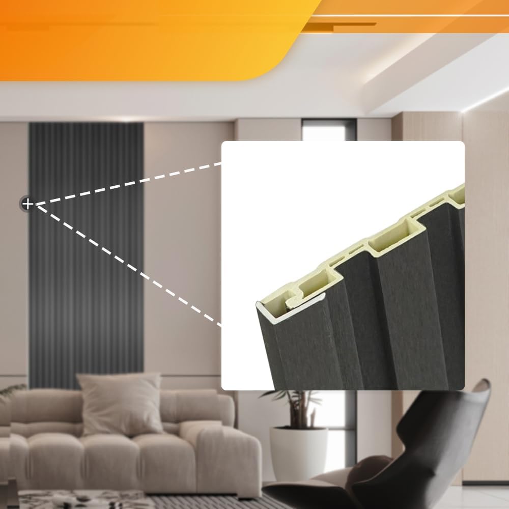 OUZUGIE 8-Pack 57 Inches, WPC Slat Wall Panel Trim,Corner Guard for Low Grille (Metallic Dark Gray)