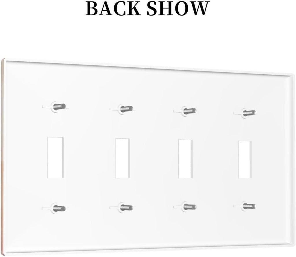 Decorative Light Switch Plate Covers Minimalist Black Women Bohemia Sun 4 Gang Light Switch Cover Plate Quad Toggle Wall Plate Outlet Covers Faceplate for Bedroom Home Decor