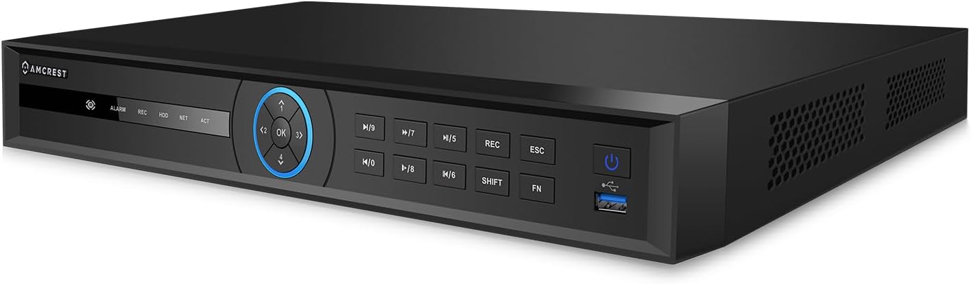 Amcrest 4K NV4232-EI 32CH AI NVR, Smart NVR, Facial Recognition, Facial Detection & Vehicle Detection - Supports 32 x 4K IP Cameras, Supports 2 x 16TB HDD (Not Included) (No PoE Ports Included)