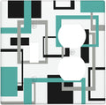 Geometric Turquoise Black Gray Modern Abstract Boho Wallplates 1 Toggle 1 Duplex Switch Plate Electrical GFCI Faceplate Decorative Light Switch Covers for Office Nursery Decor