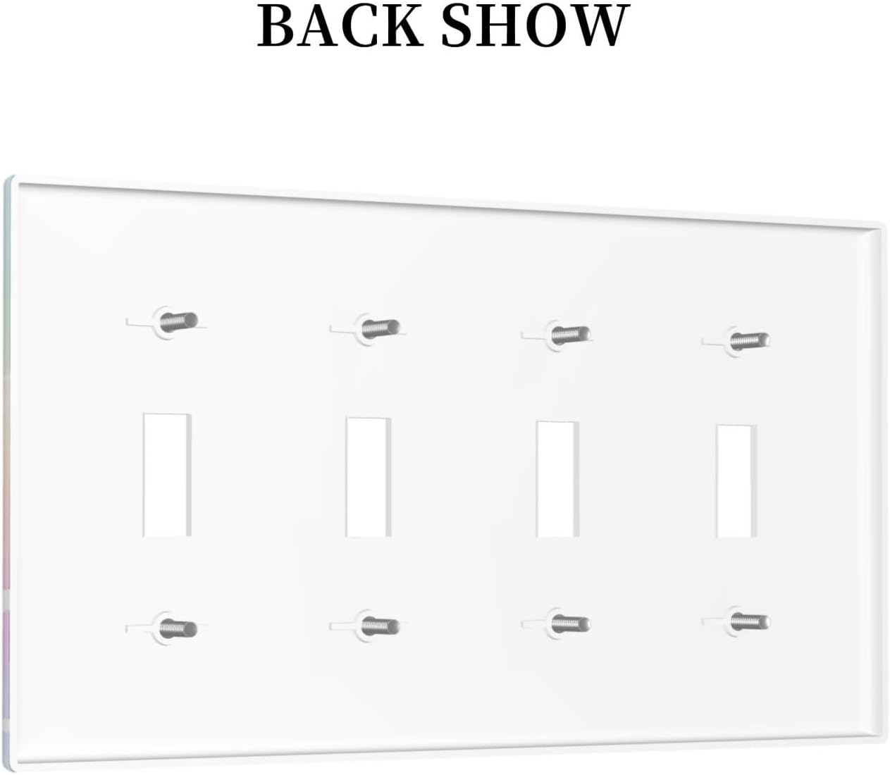 Decorative Light Switch Cover Plate Pink Blue Purple Iridescent Rainbow 4 Gang Wall Plates for Electrical Outlets Quad Toggle Switch Plate Covers Outlet Covers Faceplate for Bedroom Decor