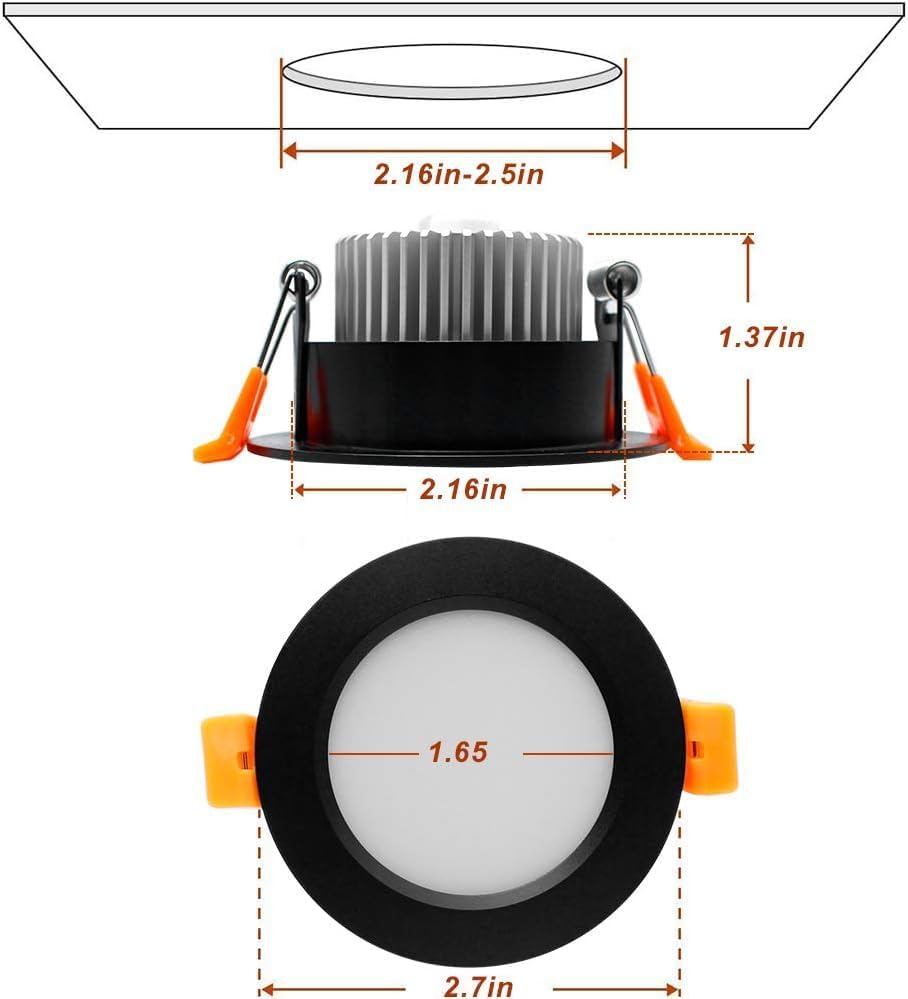 YGS-Tech Smart 2 Inch Recessed Lighting, WiFi LED Downlight 5W 120V, Compatible with Alexa and Google Home, Dimmable RGB & CCT 2700-6500K, Black Trim, LED Ceiling Light with Driver (4 Pack)