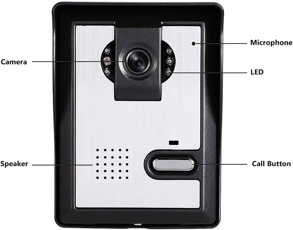 Video Door Phone System, 4.3 Inches Clear LCD Monitor Wired Video Intercom Doorbell Kits, IR Night Vision Outdoor Camera Door Intercom, Doorphone Telephone Style for Home Improvement