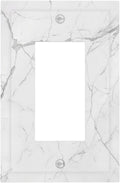 Decorative Outlet Covers White Grey Abstract Modern Marble 1 Gang Single Rocker Light Switch Cover Plate Wall Plates GFCI Faceplate for Bathroom Kitchen Decor