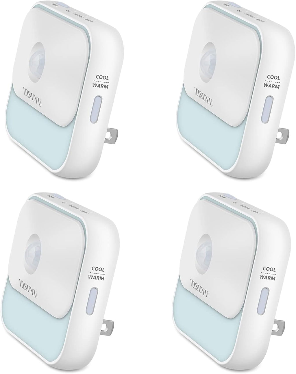 ZISUYU Motion Sensor Night Light Plug in with 3 Modes,Dual Colors,Dimmable,UL-Certified,Dusk to Dawn Sensor Nightlight Plug into Wall Ideal for Home Bathroom Kitchen Hallway Stair Toilet 4 Pack