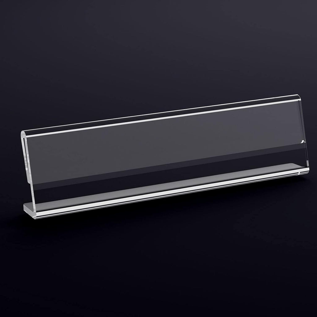 Acrylic 12 Pack Name Plates for Desks, AITEE 2x8 Clear Desk Name Plate Personalized, Desk Sign Holder for Table Display, Tent Name Plate Display for Office Conference, Business Event/School Classroom