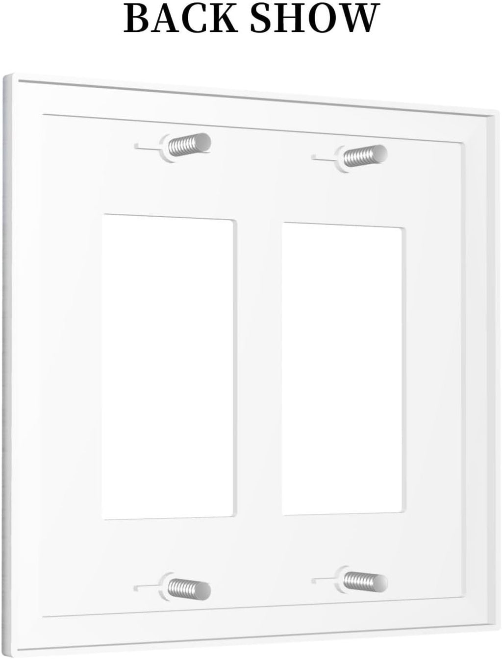 Rustic White Grey Wood Grain Decorative Outlet Covers 2 Gang Double GFCI Rocker Light Switch Cover Plate Electrical Wall Panels for Bedroom Bathroom Decor