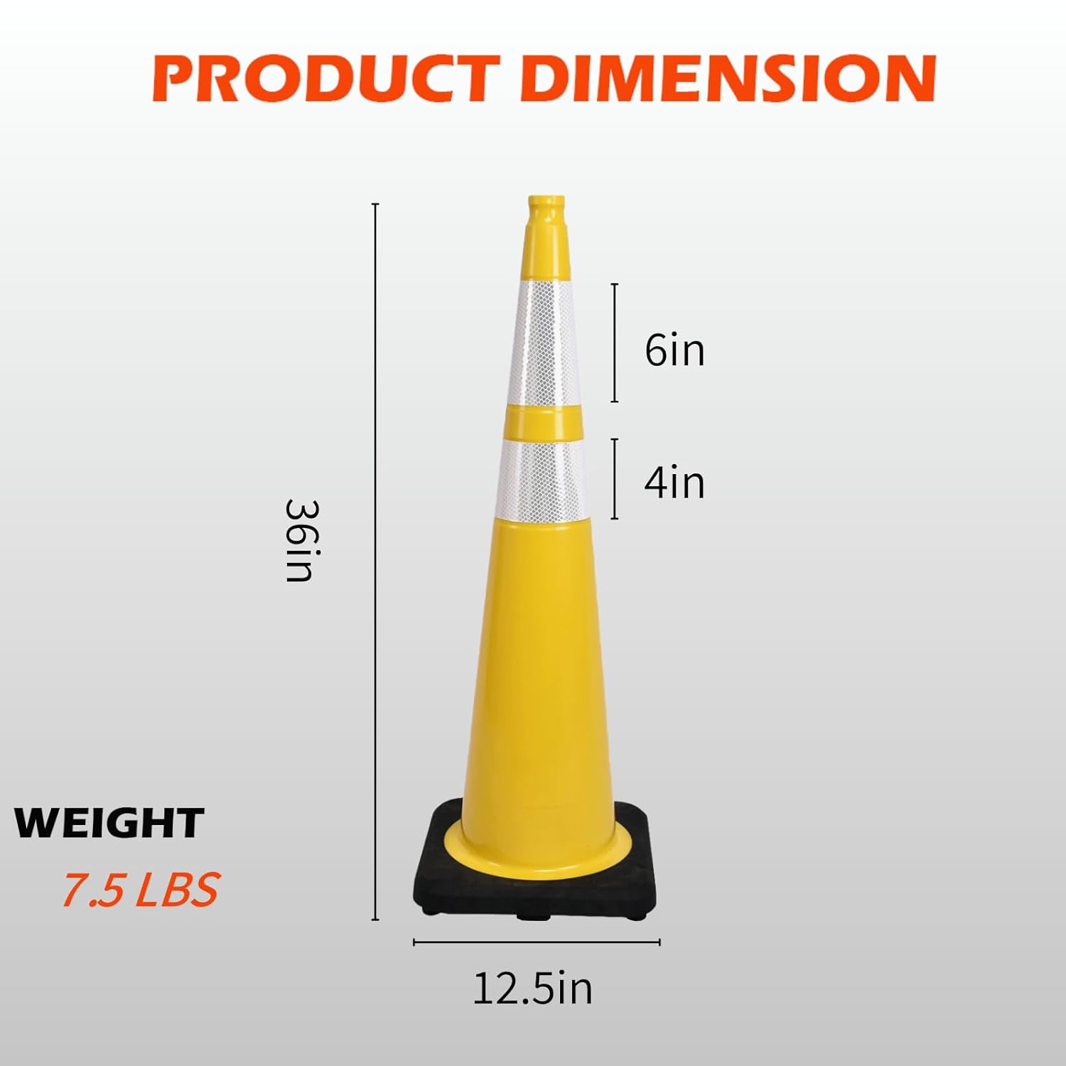 4 Pack 36 Inch Yellow PVC Safety Cones with Black Base, Extra Tall Traffic Cones for Road Construction, Garage Entrance, Outdoor Events (4, Yellow, 36 Inch)
