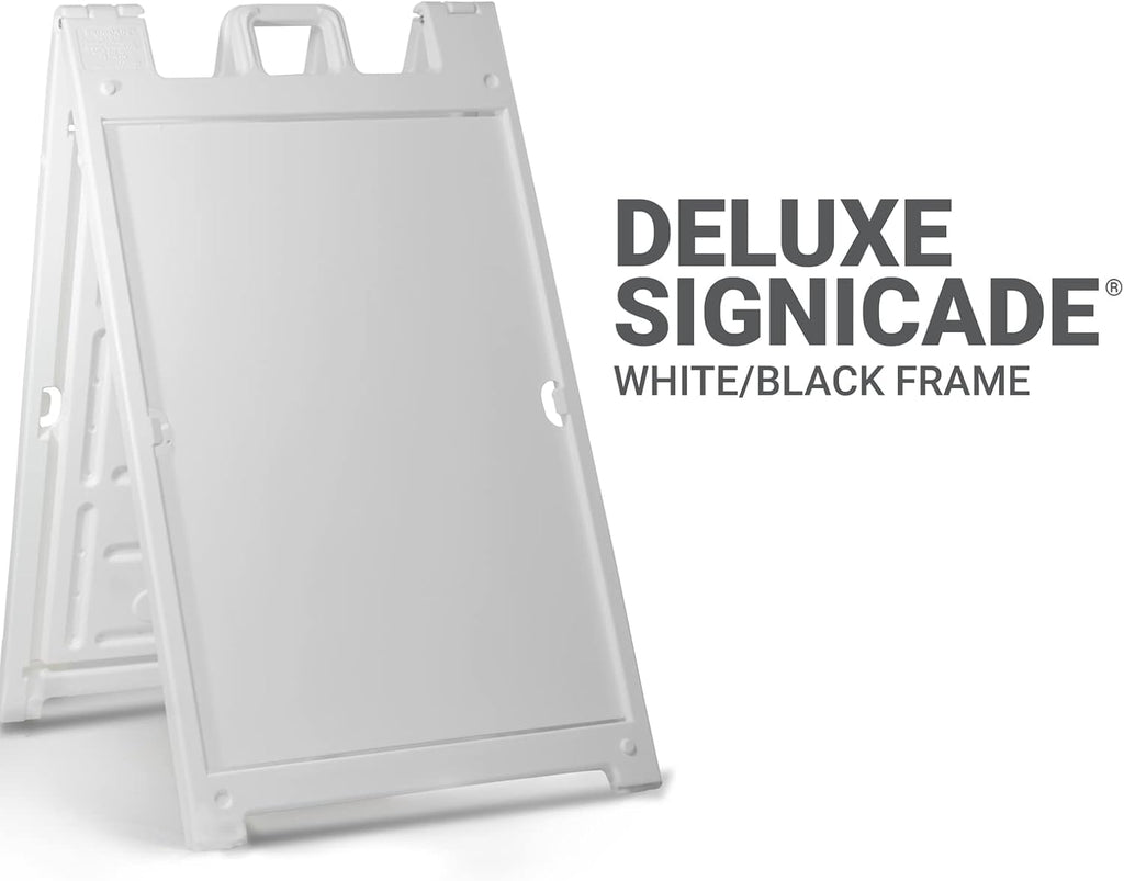 GotPrint Custom A-Frame Sign | 24"x36" Design Your Own Sign Add Text/Image/Logo | Signicade Outdoor Sandwich Board with Deluxe Stand, White