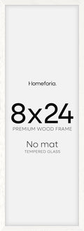 Homeforia 8x24 Panoramic Frame White, High End Oak 8 x 24 Picture Frames Wood without Mat, 24x8 Thin Hanging Wooden Poster Frame for Wall, 8by24 Display Photo Frame, Tempered Glass, Wall Kit, Set of 1