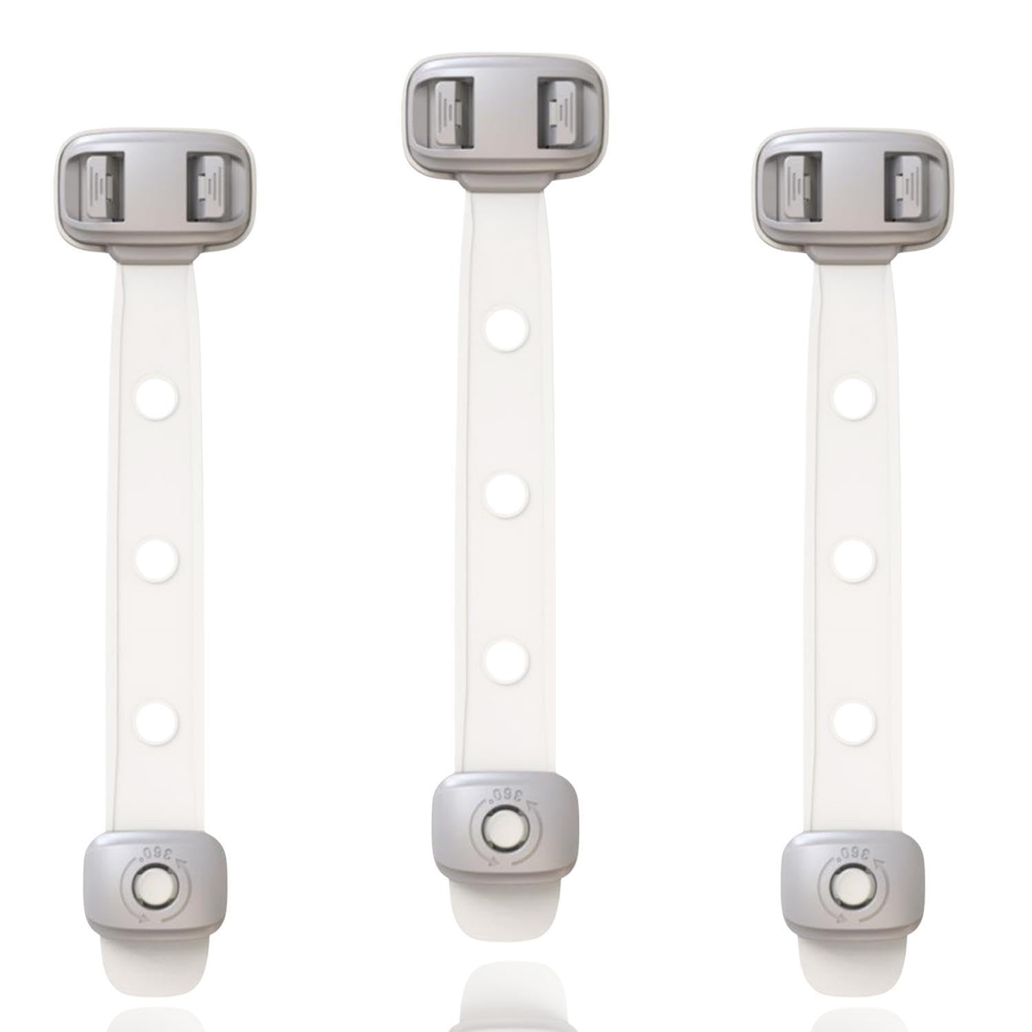 Baby Proofing Child Safety Locks(3 PCS) - Cabinet Locks for Babies,3M Adhesive Cabinet Latches, Multi-Purpose for Fridge Drawers,Ovens Toilet Seats,Trash Can, No Drilling (3 Count)