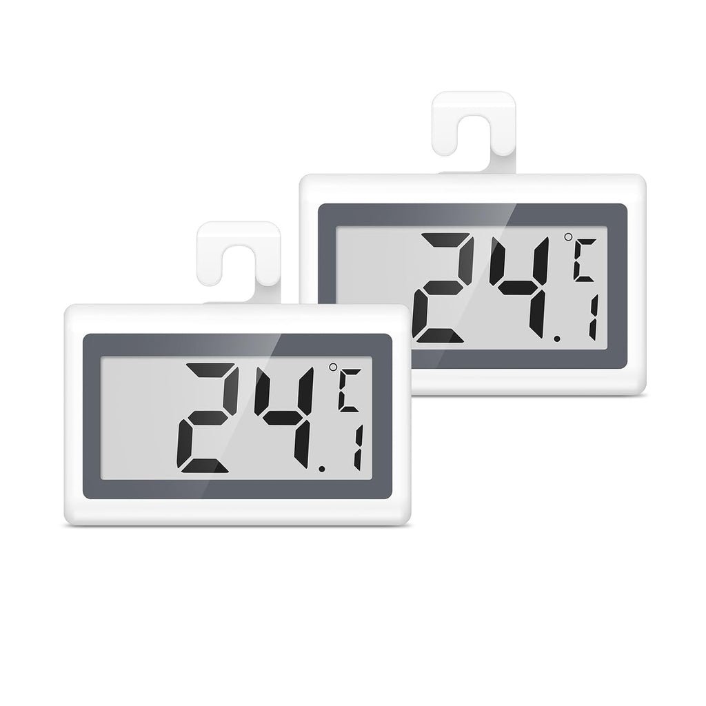 JXTZ Fridge Freezer Thermometer, 2 Pack Digital Refrigerator Thermometer, LCD Display Fridge Temperature Thermometer with Low Temperature Reminder, 3 Mounting Methods, °C/°F Switch, for Home Office