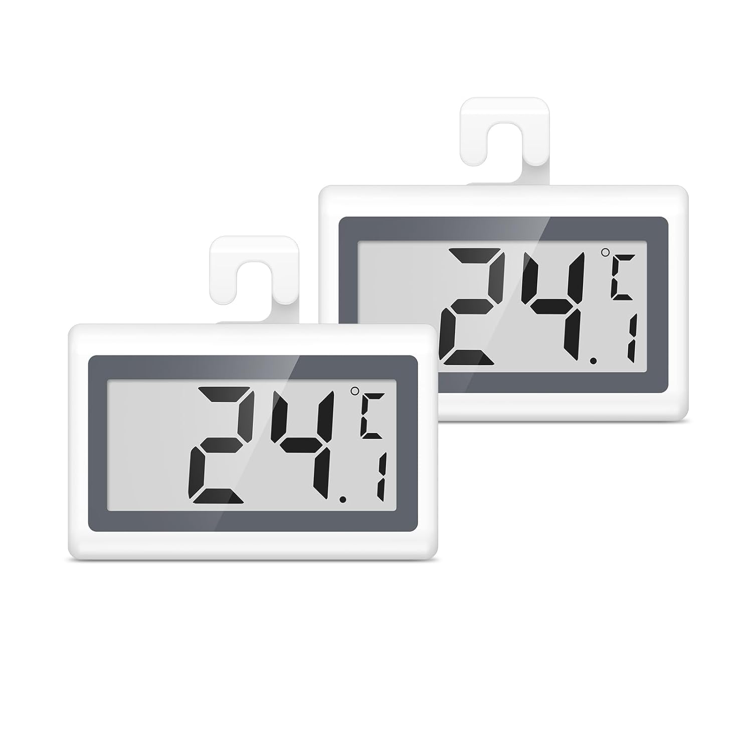 JXTZ Fridge Freezer Thermometer, 2 Pack Digital Refrigerator Thermometer, LCD Display Fridge Temperature Thermometer with Low Temperature Reminder, 3 Mounting Methods, °C/°F Switch, for Home Office