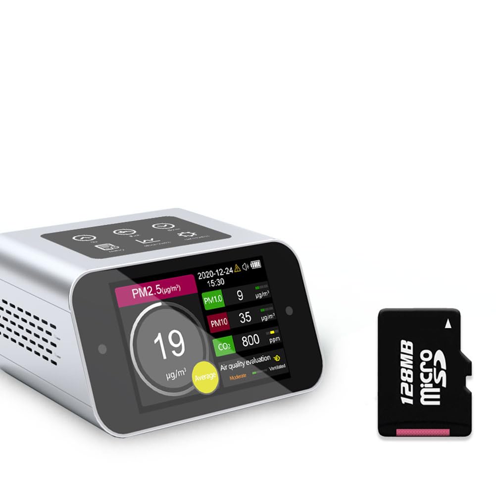 A17 Air Quality Monitor Indoor CO2 Dust Meter 6 Channels Laser Particle Counter 0.3µm 0.5µm 1.0µm 2.5µm 5µm 10µm NDIR Carbon Dioxide Sensor AQI with Data Record