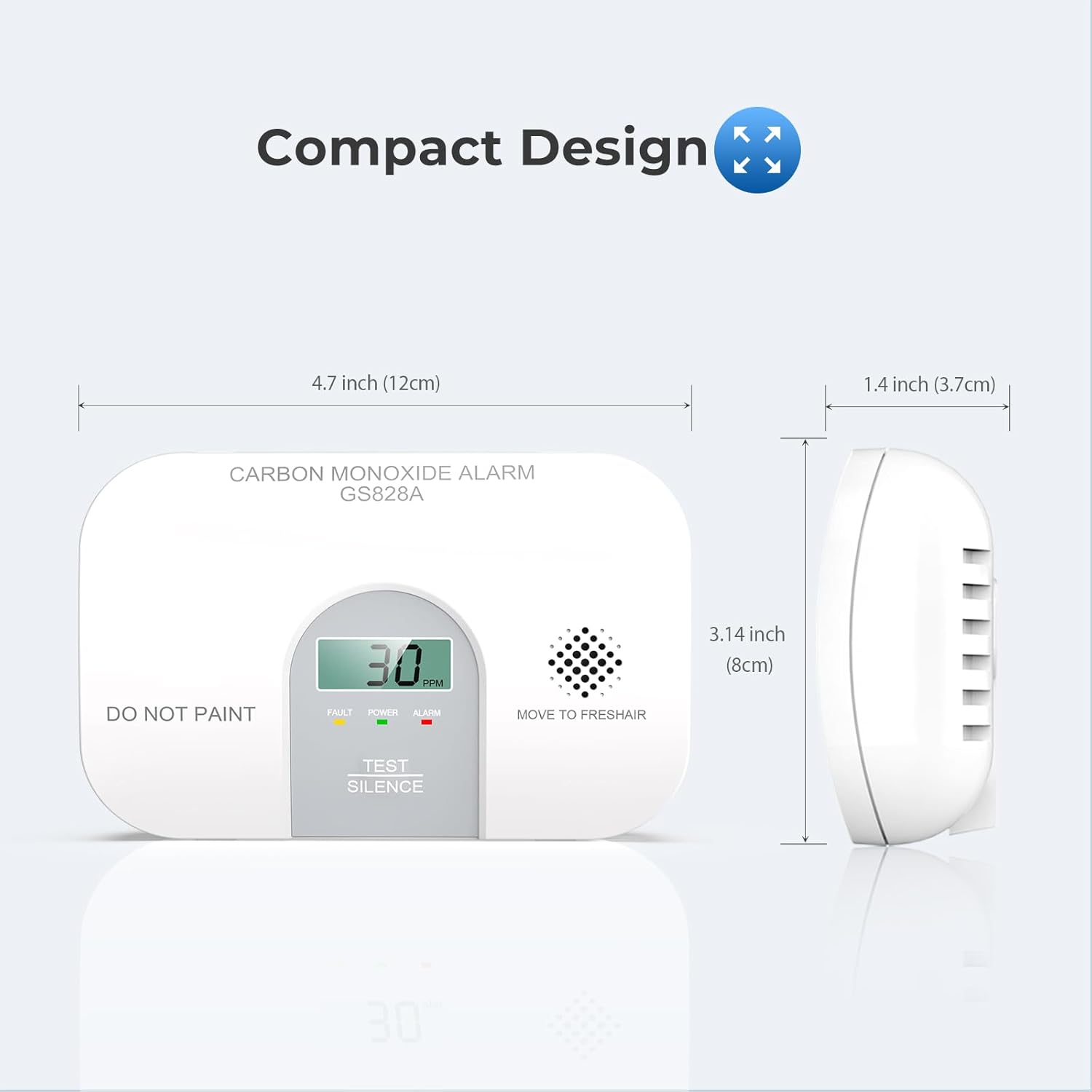 Siterwell Travel Carbon Monoxide Detector, 10 Year Product Life Carbon Monoxide Detectors with LCD Digital Display and Sound Warning, ETL Listed, Portable Carbon Monoxide Detector for Home, 4-Pack